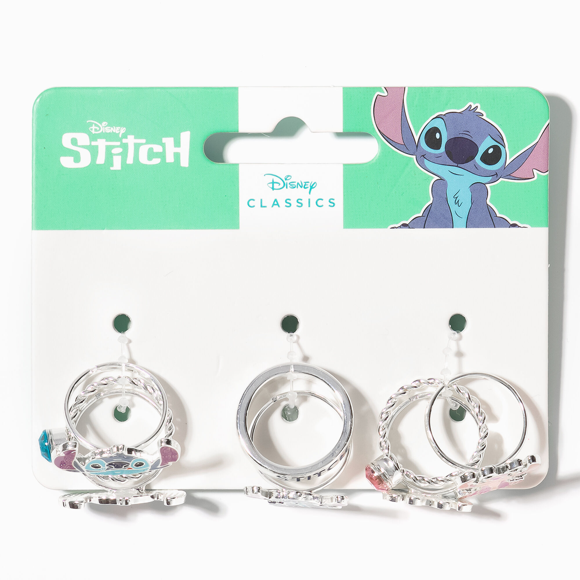 View Claires Disney Stitch Ring Set 8 Pack Silver information
