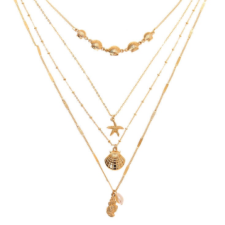 Gold Shell Multi Strand Necklace | Claire's US