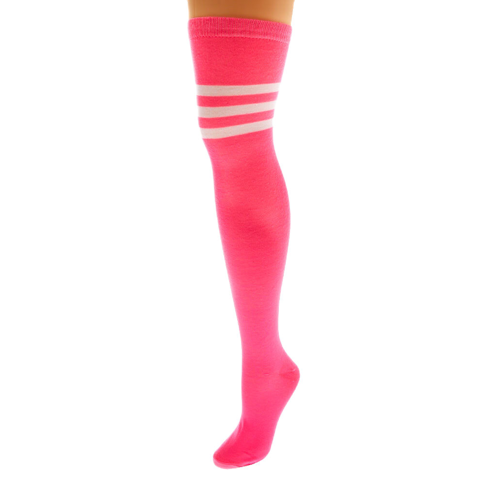 Pink over the knee clearance socks
