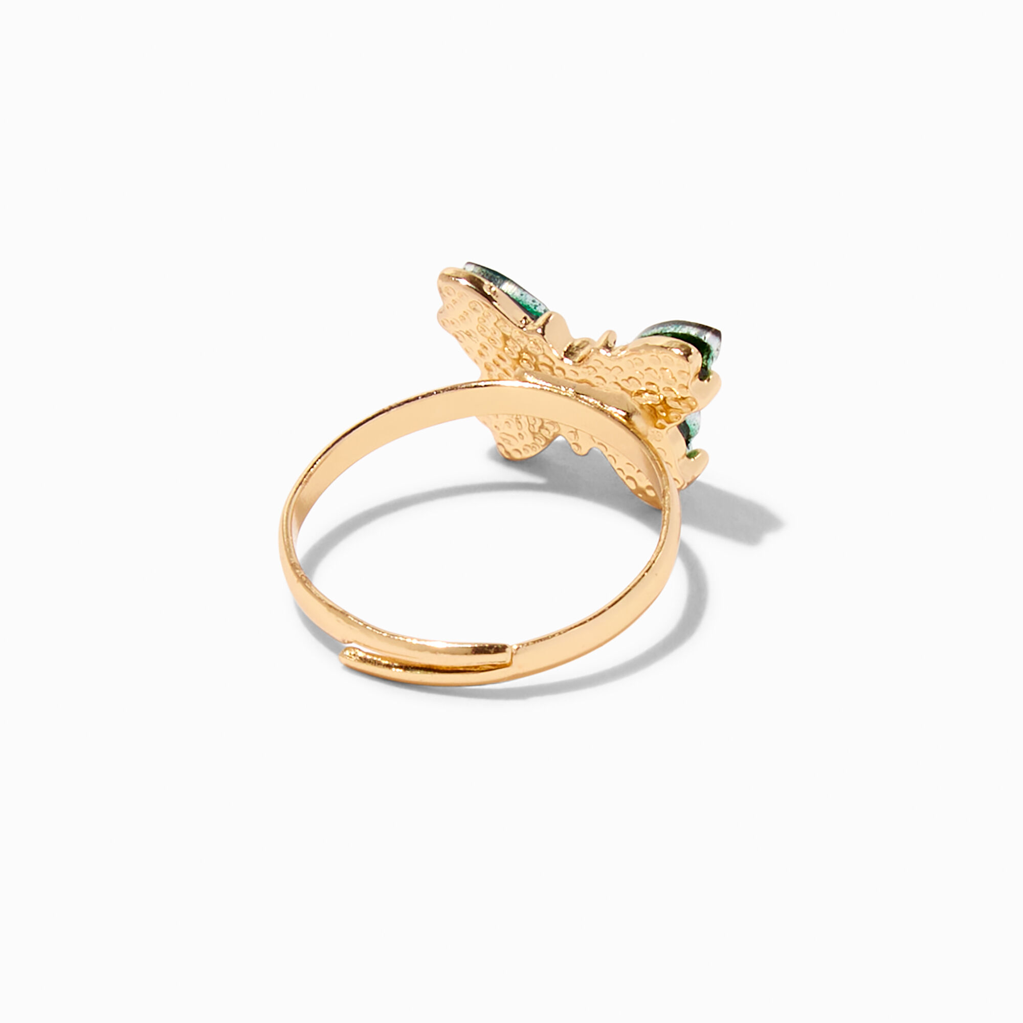 Butterfly Birthstone Gold Adjustable Ring - May,
