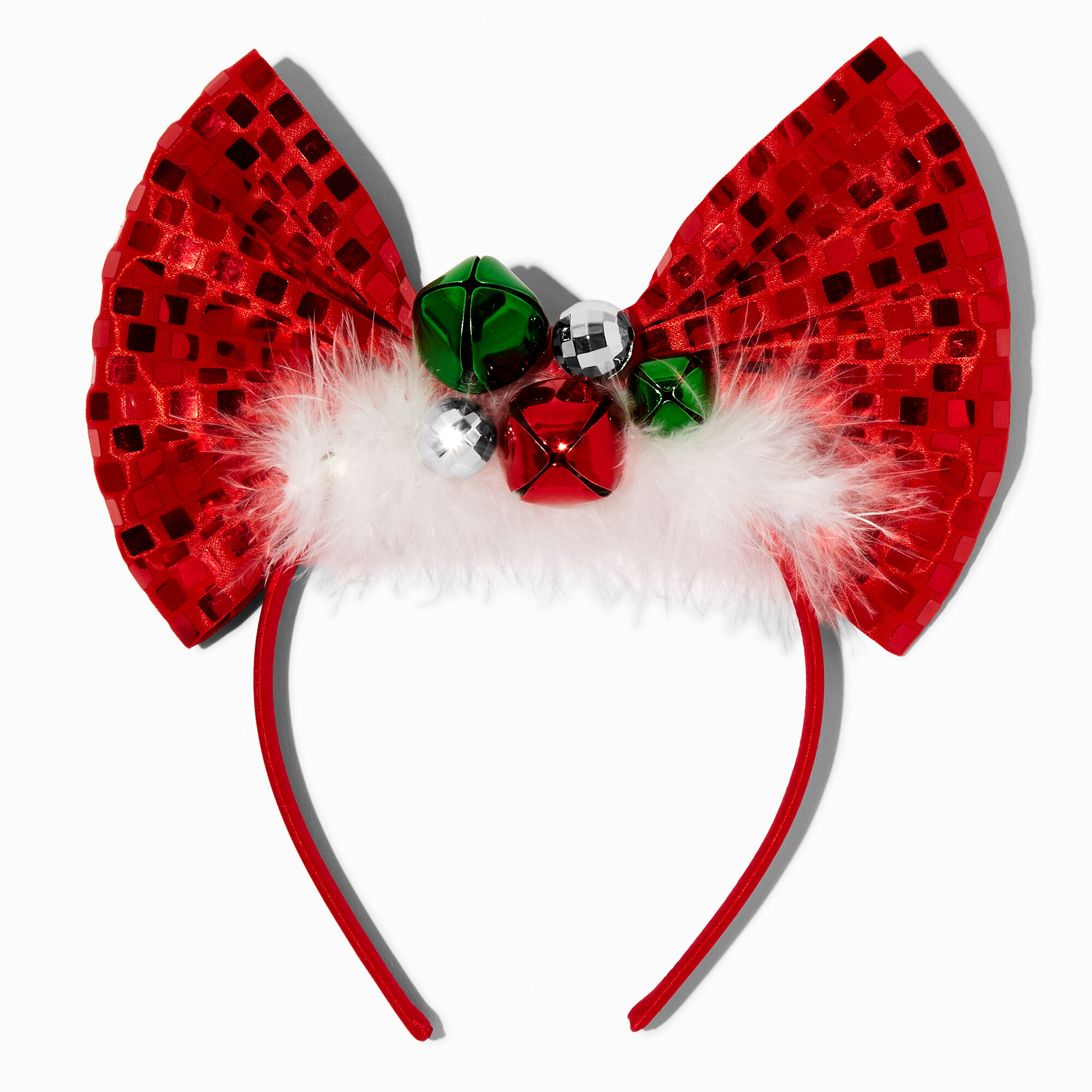View Claires Jingle Bells Large Bow Headband Red information