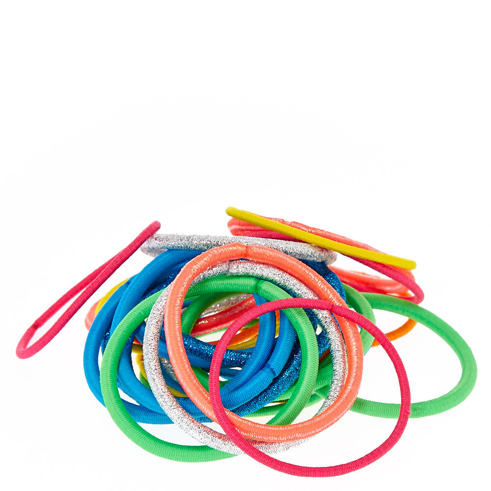 Glitter Rainbow Lurex Hair Ties - 30 Pack,