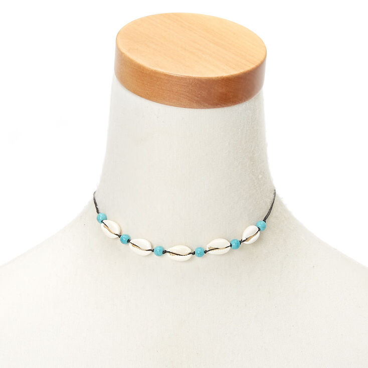 Claire's Ras-de-cou avec perles d'imitation turquoise et coquillages