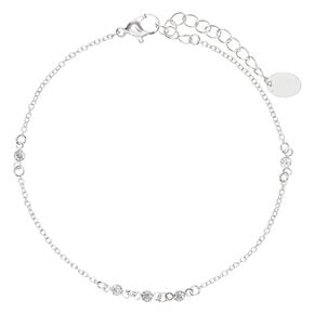 Silver Crystal Beaded Chain Anklet,