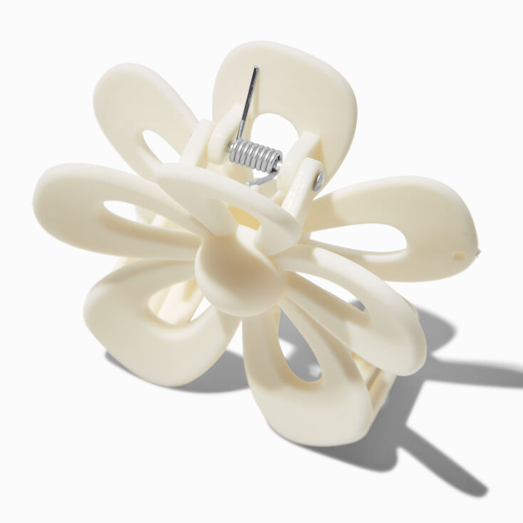 Pince &agrave; cheveux fleur ajour&eacute;e blanche,