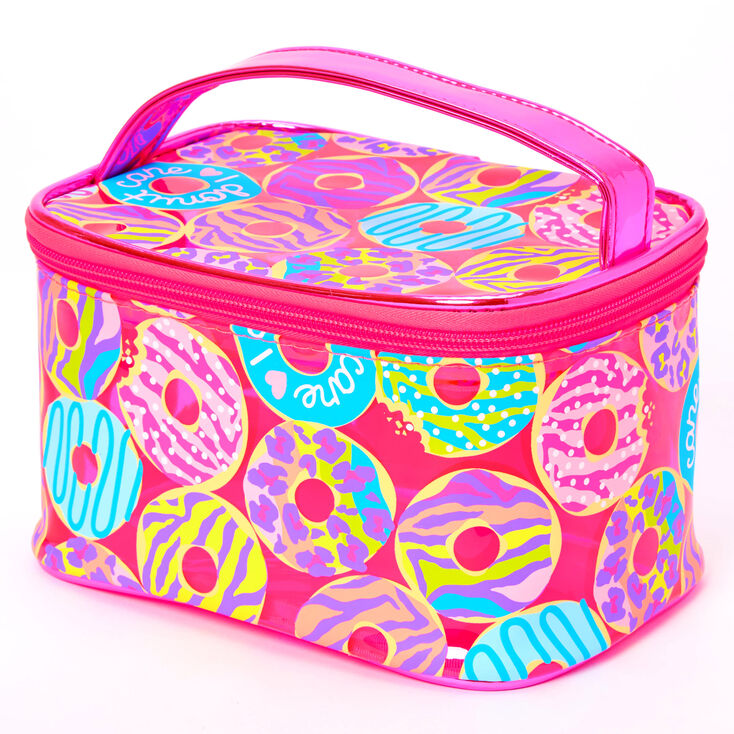 Neon Animal Donut Print Makeup Bag - Pink,