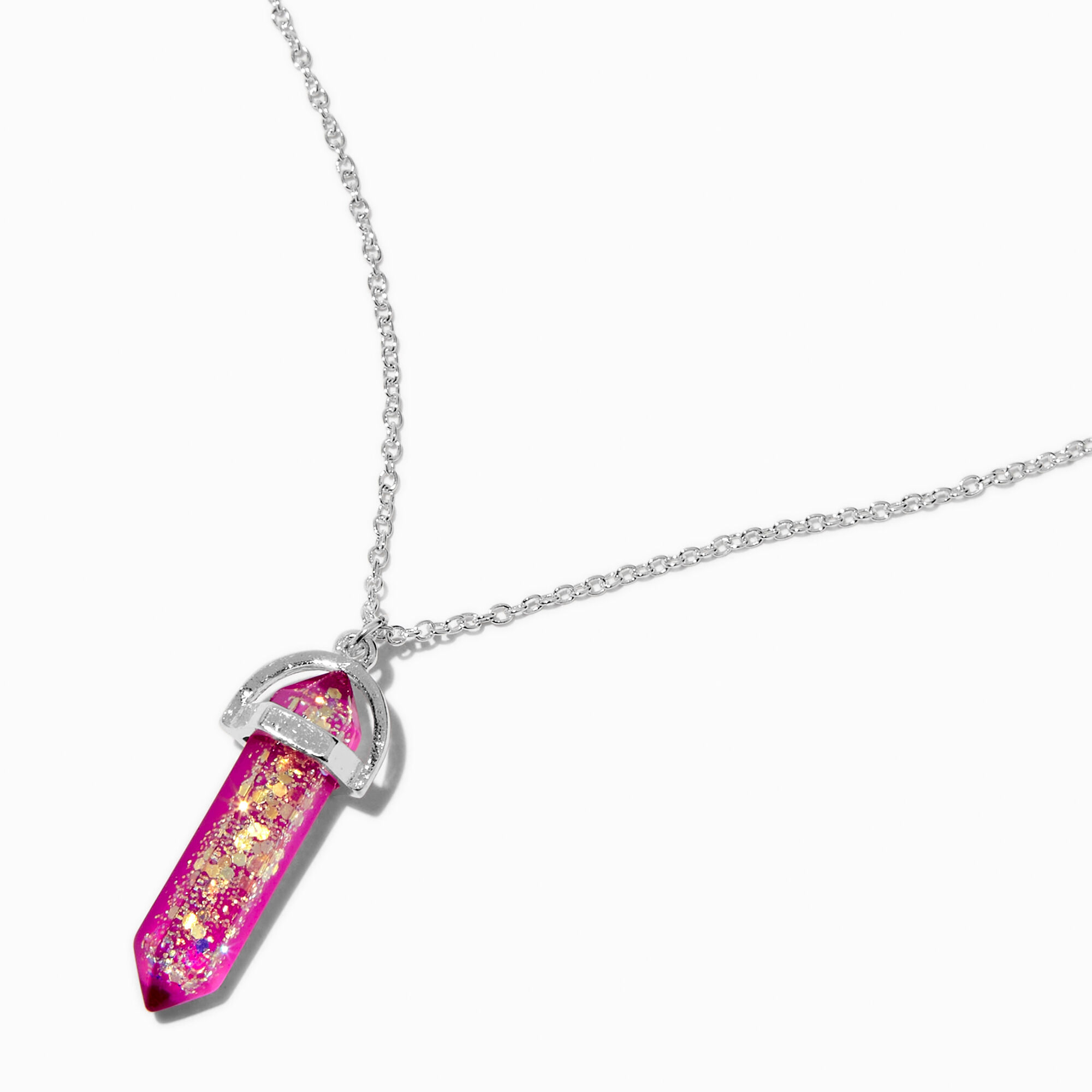 UV Color-Changing Glitter Clear Mystical Pendant Necklace