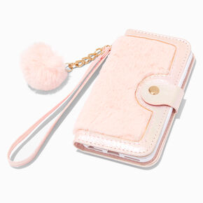 Pink Furry Booklet Phone Case - Fits iPhone&reg; 6/7/8/SE,