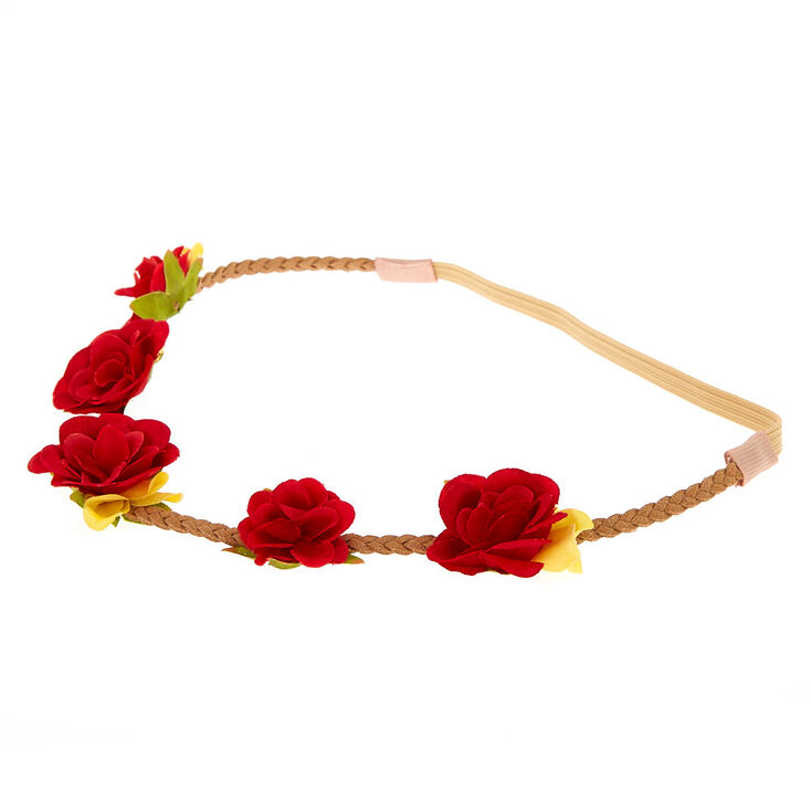 Braided Flower Crown Headwrap - Red,