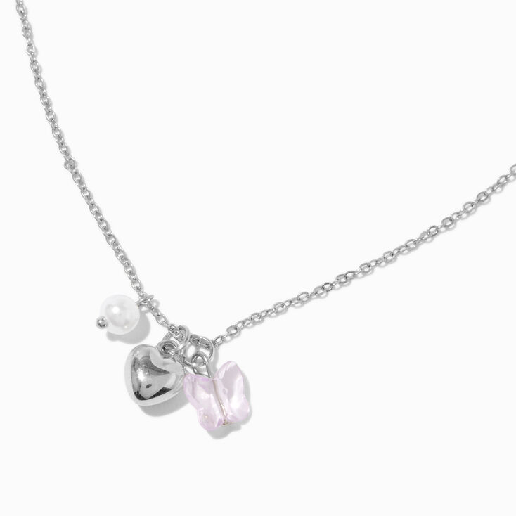 Purple Butterfly Cluster Charm Pendant Necklace,