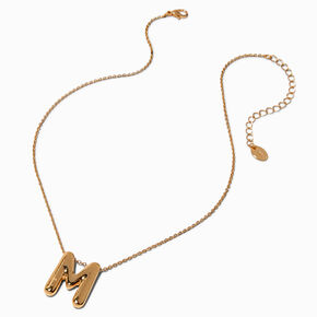 Gold-tone Bubble Initial Pendant Necklace - M,