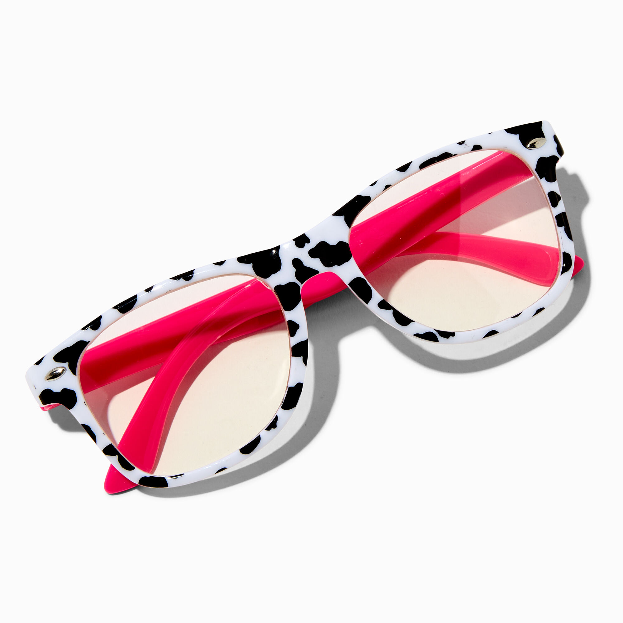 Claire s Club Cow Print Retro Clear Lens Frames