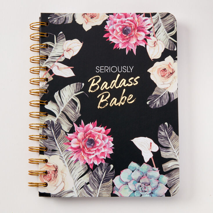 Carnet floral &laquo;&nbsp;Seriously Badass Babe&nbsp;&raquo; - Noir,