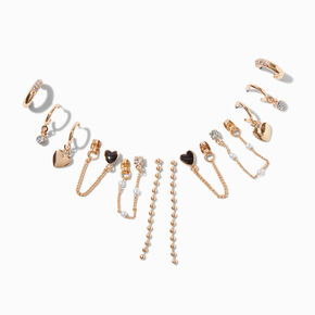 Black Heart Earring Stackables Set - 6 Pack,