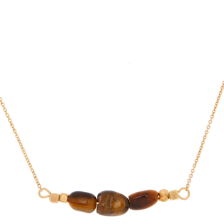 Claire's Collier à pendentif Prospérité en quartz œil-de-tigre semi-précieux