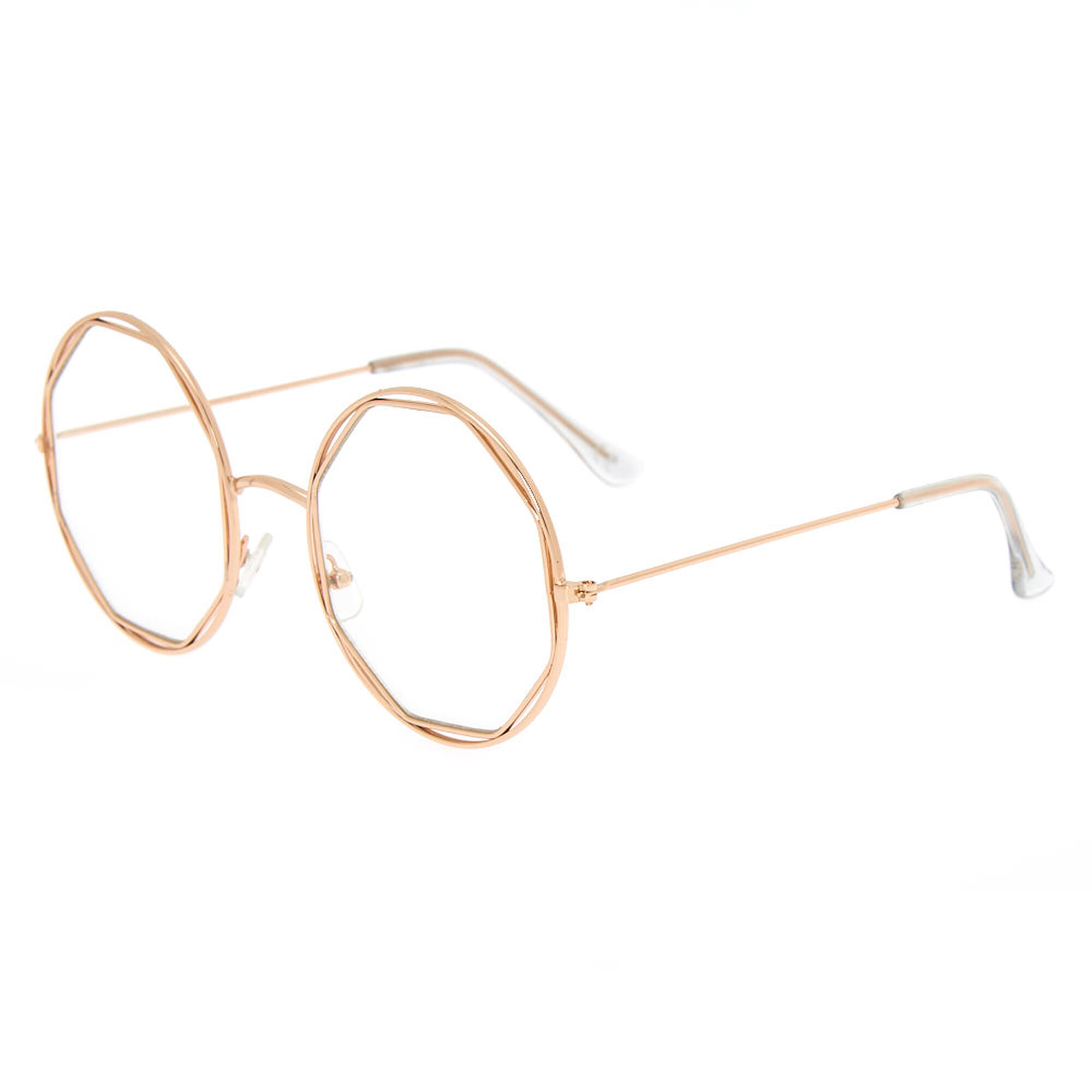 Rose Gold Hexagon Clear Lens Frames Claire S
