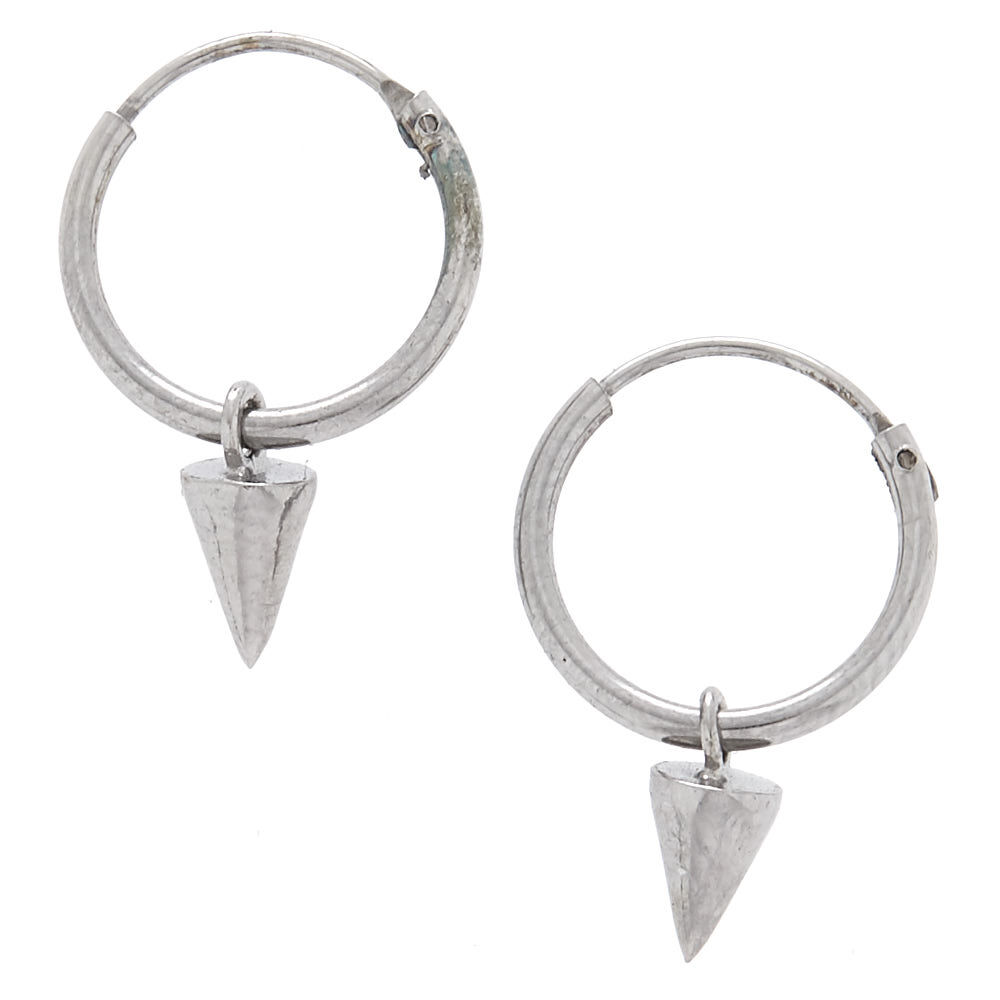 Sterling Silver Spike Hoop Earrings