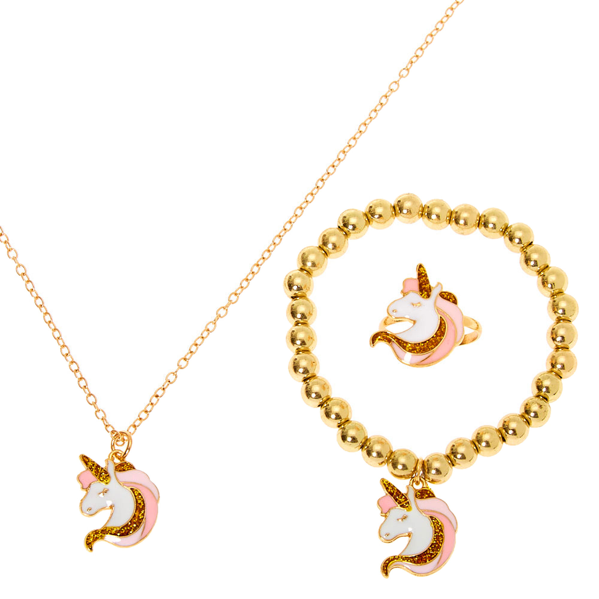 Gold Plated Women Unicorn Jewelry Set