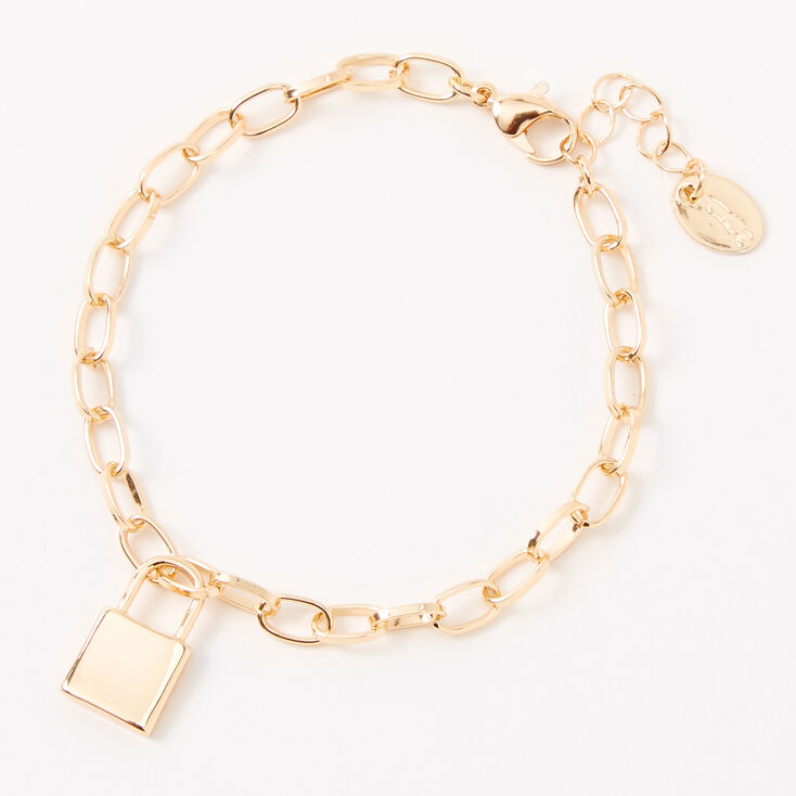 Gold Padlock Charm Chain Link Bracelet | Claire's US