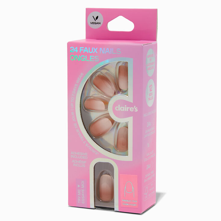 Nude Ombre Medium Oval Vegan Faux Nail Set - 24 Pack,