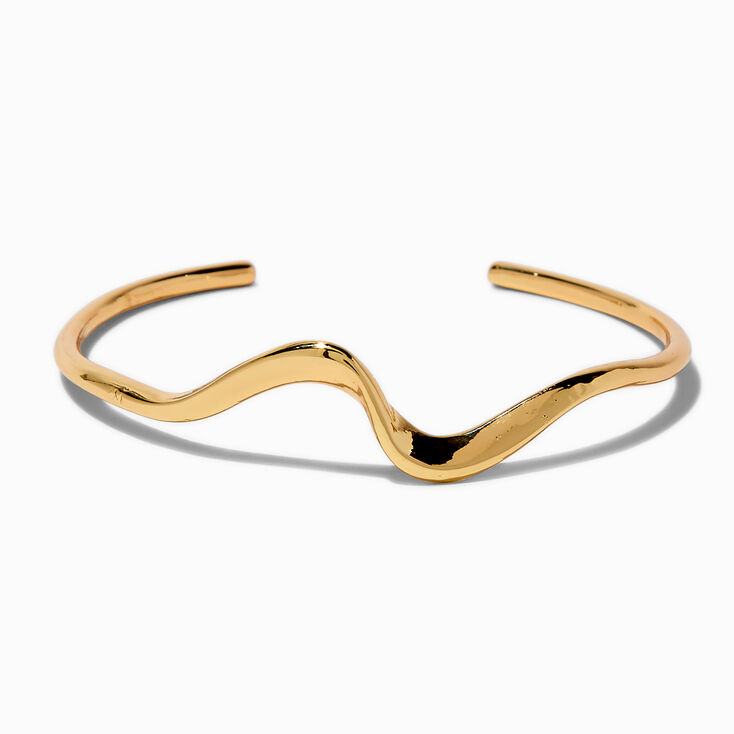 Gold-tone Wavy Swirl Cuff Bracelet,