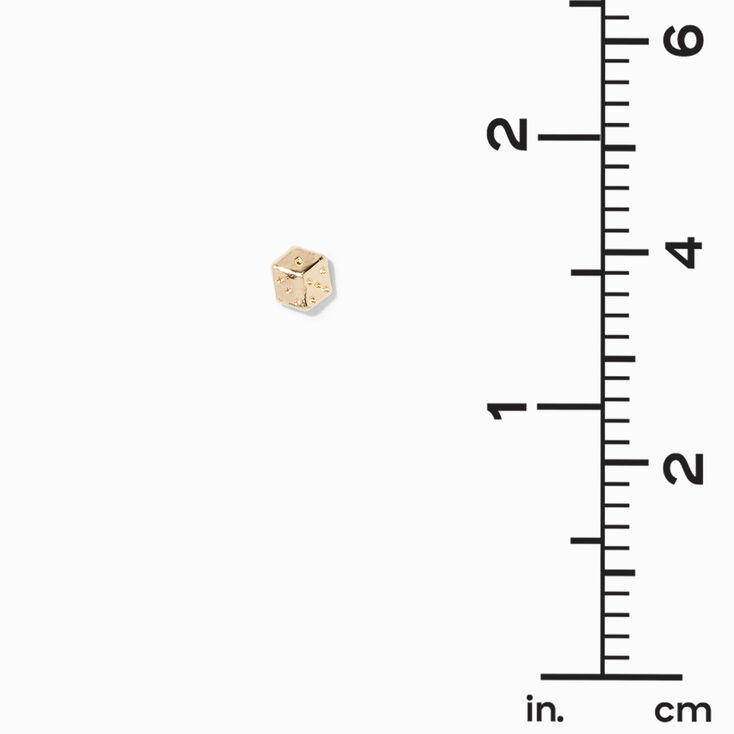Gold Dice Stud Earrings,