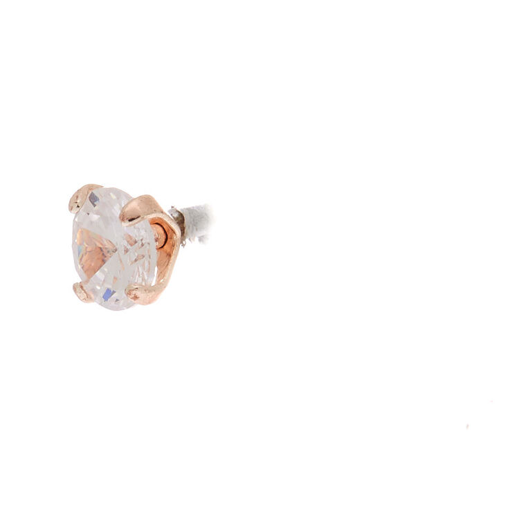 Rose Gold-tone Cubic Zirconia 5MM Round Stud Earrings,