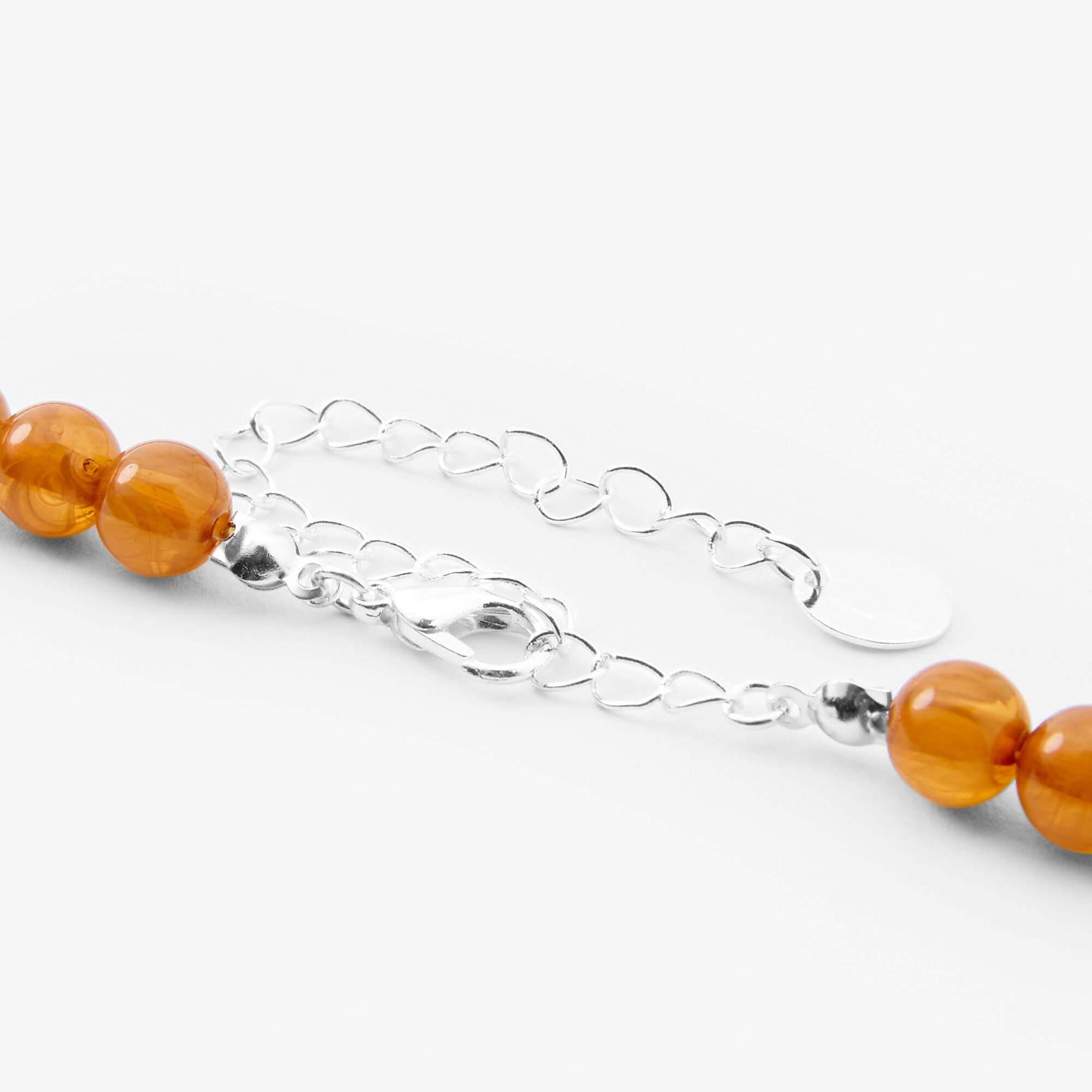 Orange & Brown 8mm Beaded Necklace,