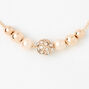 Rose Gold-tone Crystal Fireball &amp; Pearl Bolo Bracelet,