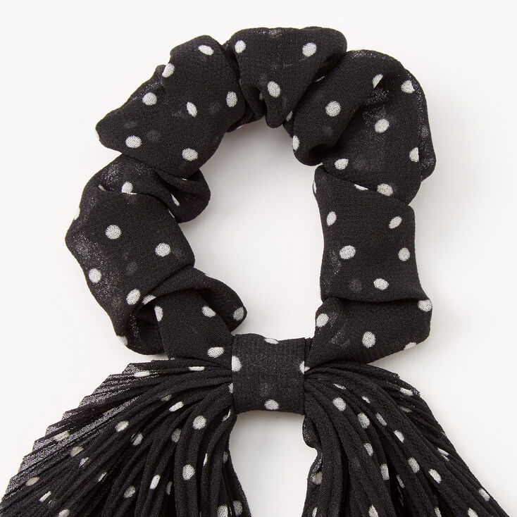 Chouchou foulard &agrave; pois pliss&eacute; - Noir,