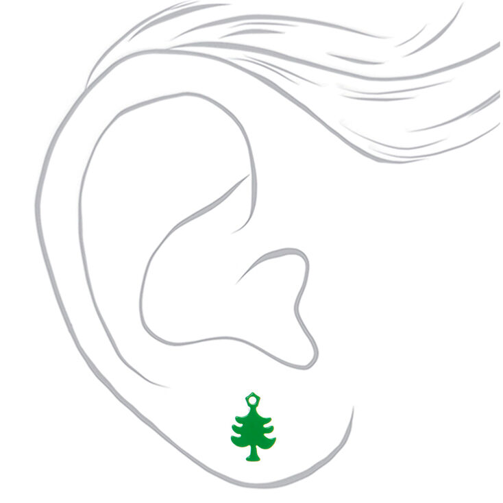 Clous d&rsquo;oreille sapin de No&euml;l - Lot de 3,