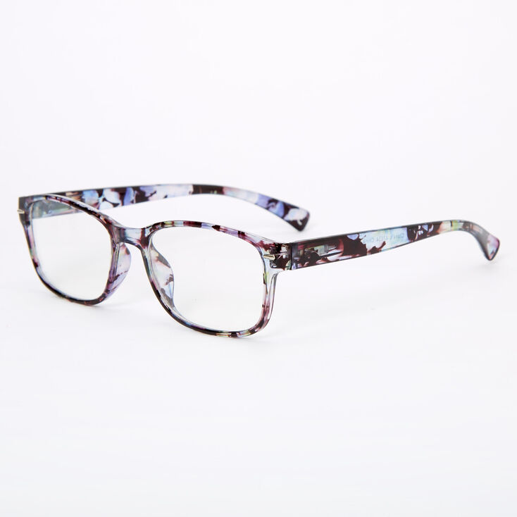 Claire's Lunettes rectangulaires transparentes à motif tache d’encre - Noir