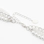 Silver Rhinestone Pearl Chain Multi Strand Necklace,