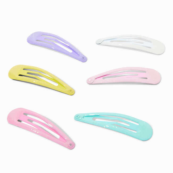 Claire&#39;s Club Glitter Pastel Snap Hair Clips - 6 Pack,