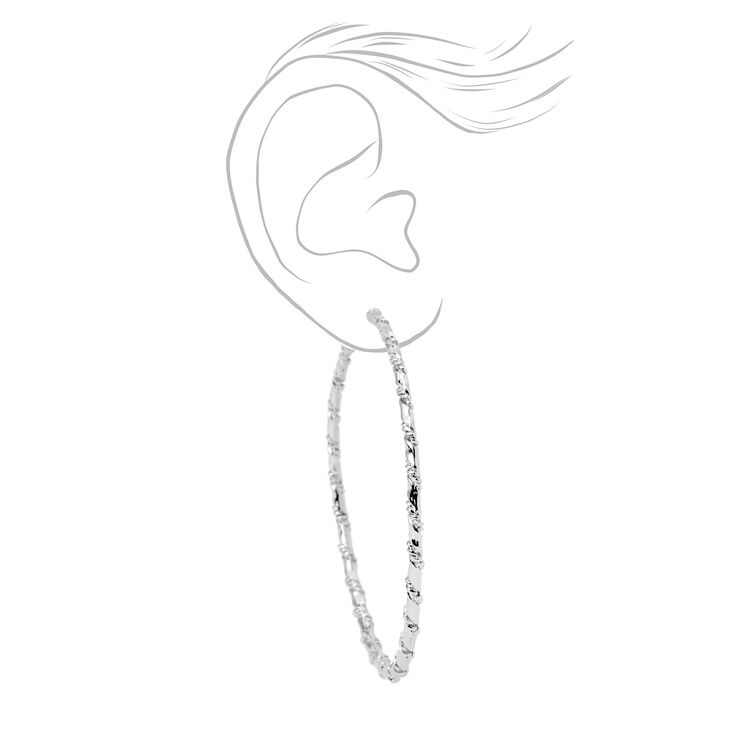 Silver 80MM Woven Twisted Hoop Earrings,