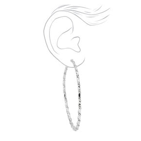 Silver 80MM Woven Twisted Hoop Earrings,