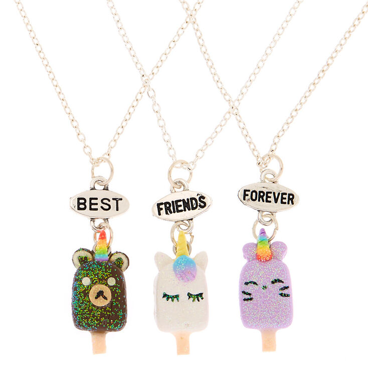 Best Friends Unicorn Popsicle Pendant Necklaces - 3 Pack,