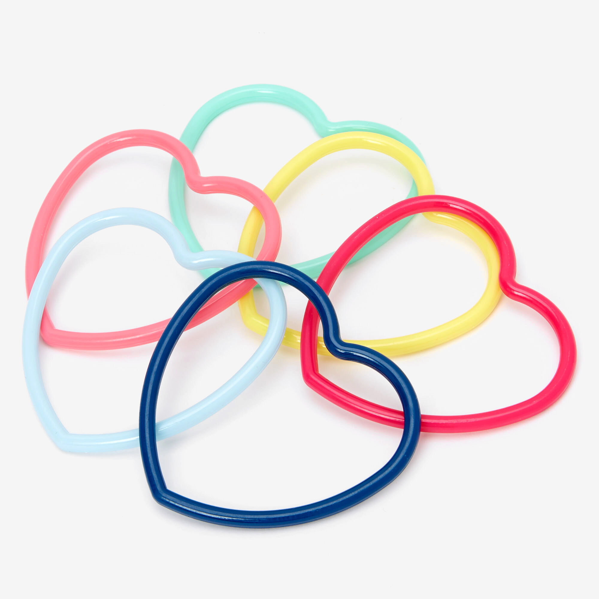 Claire's Club Rainbow Hearts Bangle Bracelets - 6 Pack,