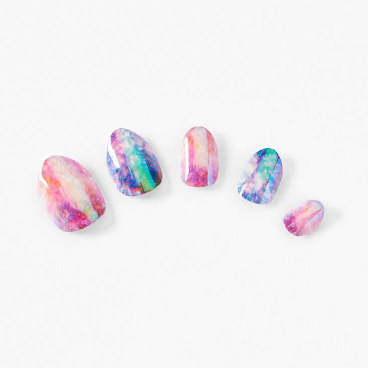 Purple Galaxy Round Vegan Press On Faux Nail Set - 24 Pack | Claire's US