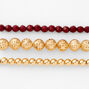 Lot de bracelets &eacute;lastiques perl&eacute;s couleur dor&eacute;e et bordeaux &eacute;l&eacute;gant - Lot de 3,
