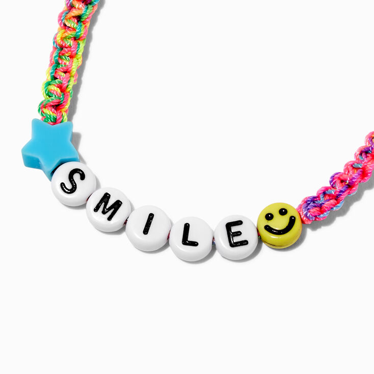 Happy Face &#39;&#39;Smile&#39;&#39; Braided Adjustable Bracelet,