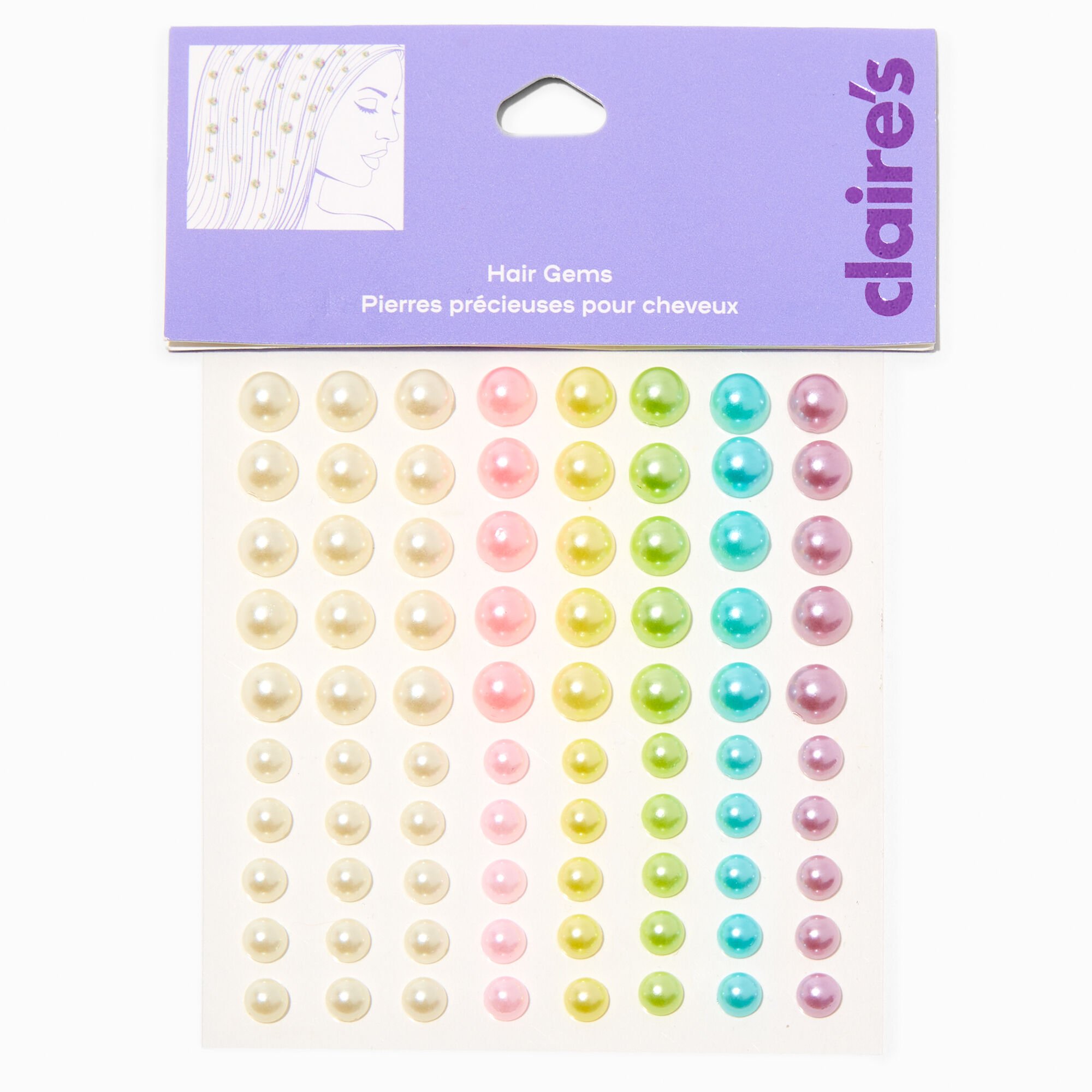 Pastel Rainbow Assorted Crystal Hair Gems - 80 Pack,