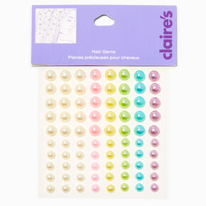 Pastel Rainbow Assorted Crystal Hair Gems - 80 Pack,