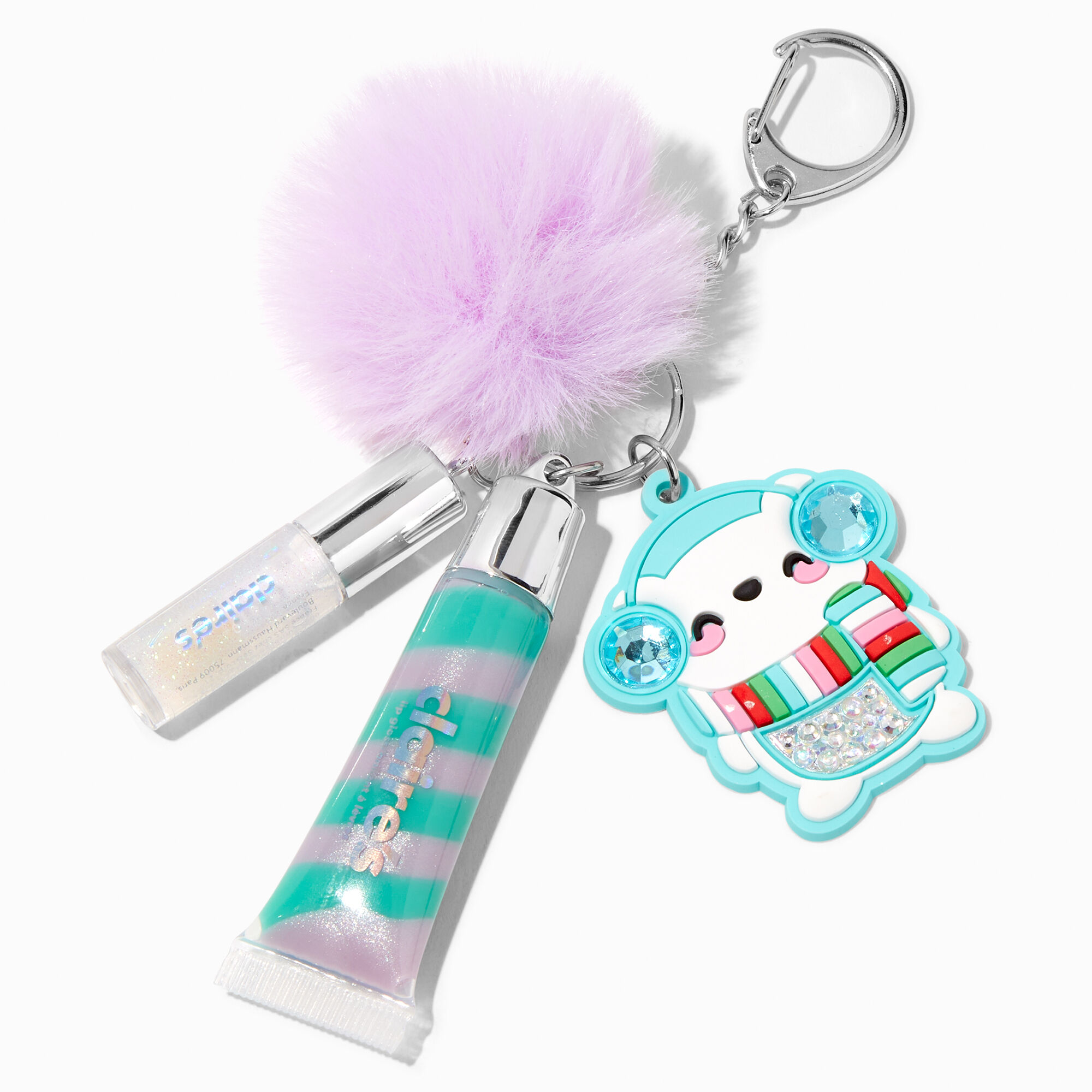 Polar Bear Bling Lip Gloss Keychain,