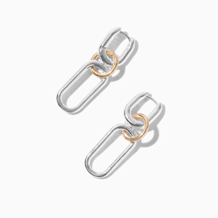Mixed Metal Chain Link Drop Earrings,