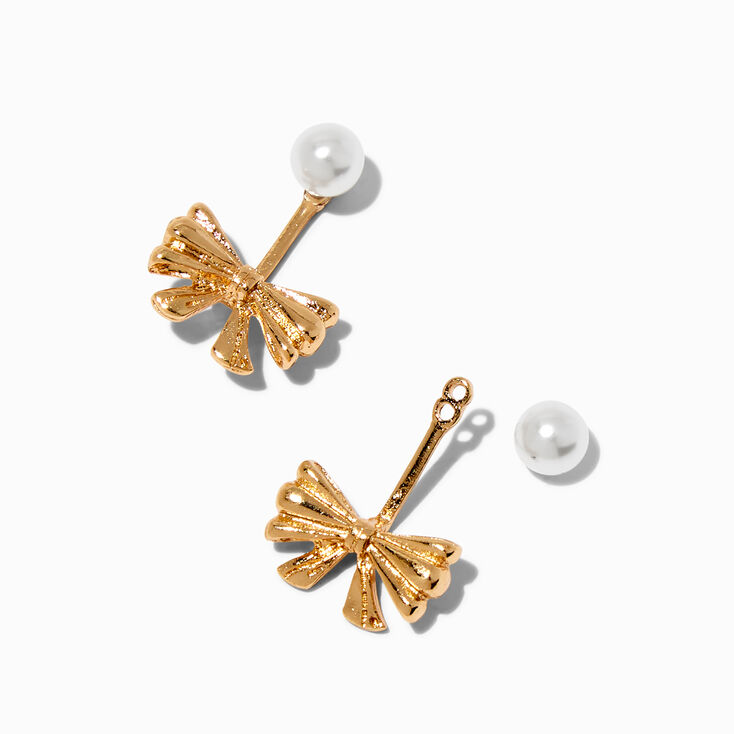Pearl &amp; Bow Front &amp; Back Earrings,