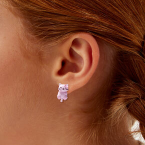 Pink Kitty Front &amp; Back Earrings,