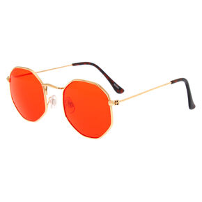 Octagonal Sunglasses - Red,