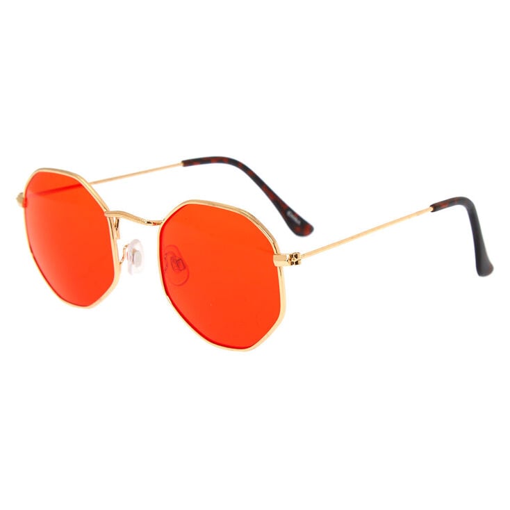Octagonal Sunglasses - Red,