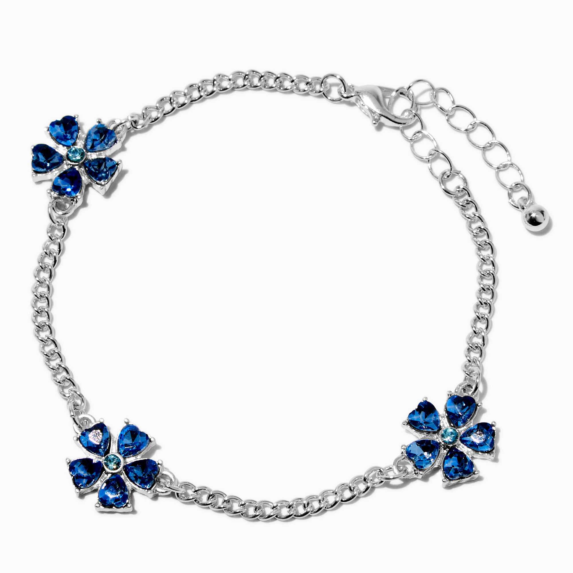 View Claires Sapphire Gemstone Flower Chain Bracelet Blue information